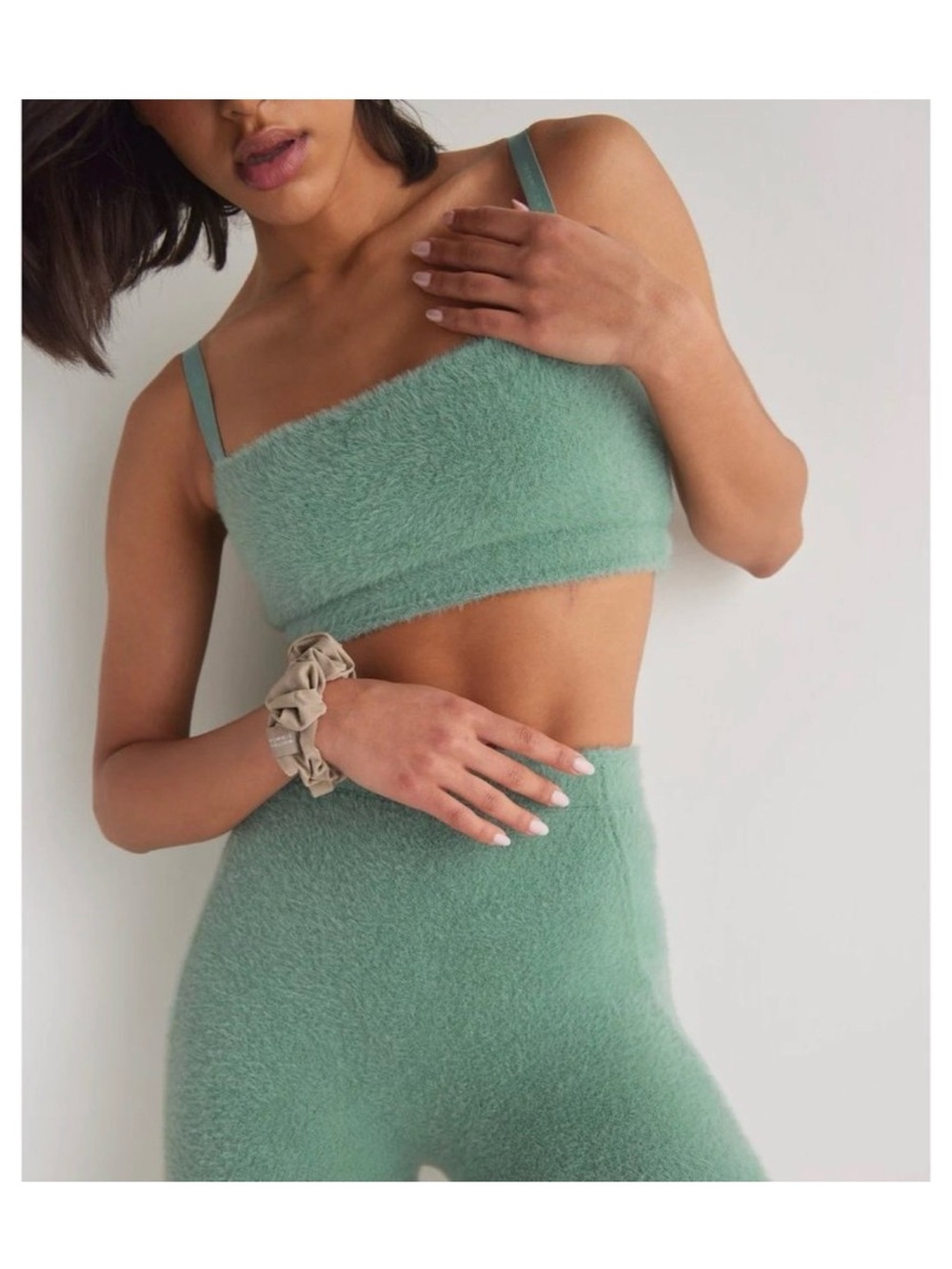 Gymshark Whitney Simmons Eyelash Fuzzy Two-Piece Lounge Set in Teal Green